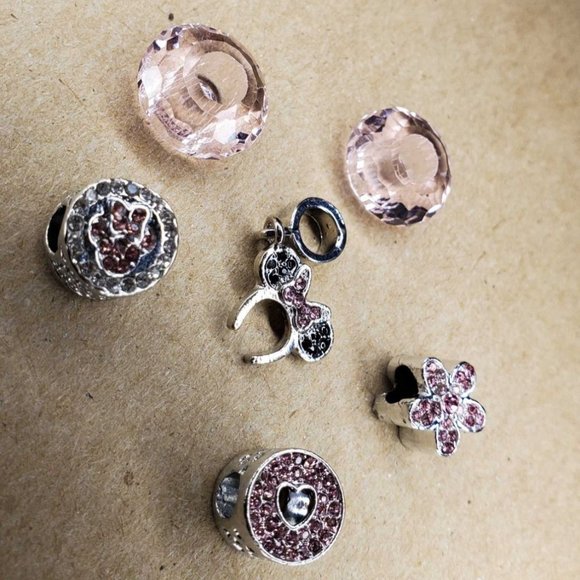 Set of 6 Charms: Minnie Mouse Ears - Silver Plated - Create Your Own Bracelet - Picture 2 of 5